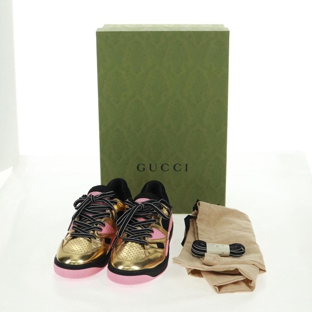 Gucci Leather Basketball Sneakers Size 35 Gold